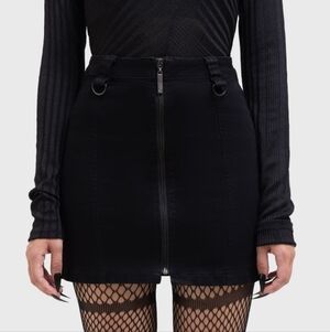 Killstar Black Mini Skirt with Zipper Detail